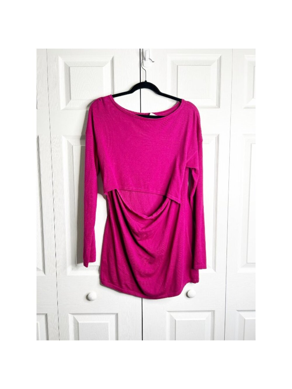 NOM Maternity Sia Pink Knit Long Sleeve Sweater Tunic Women's Size Large L